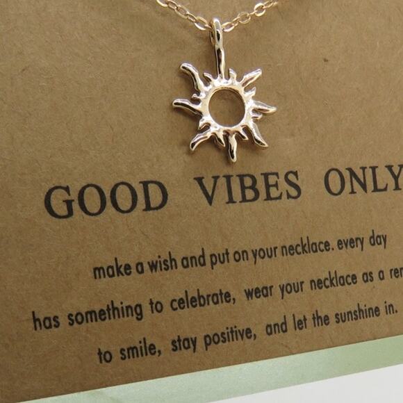 Good Vibes Only Sun Pendant Necklace - Picture 3 of 5